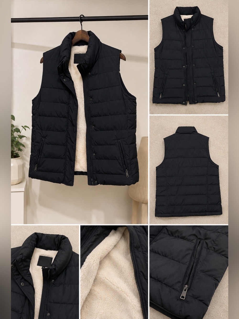 Banana Republic Black Vest with Cream Lining